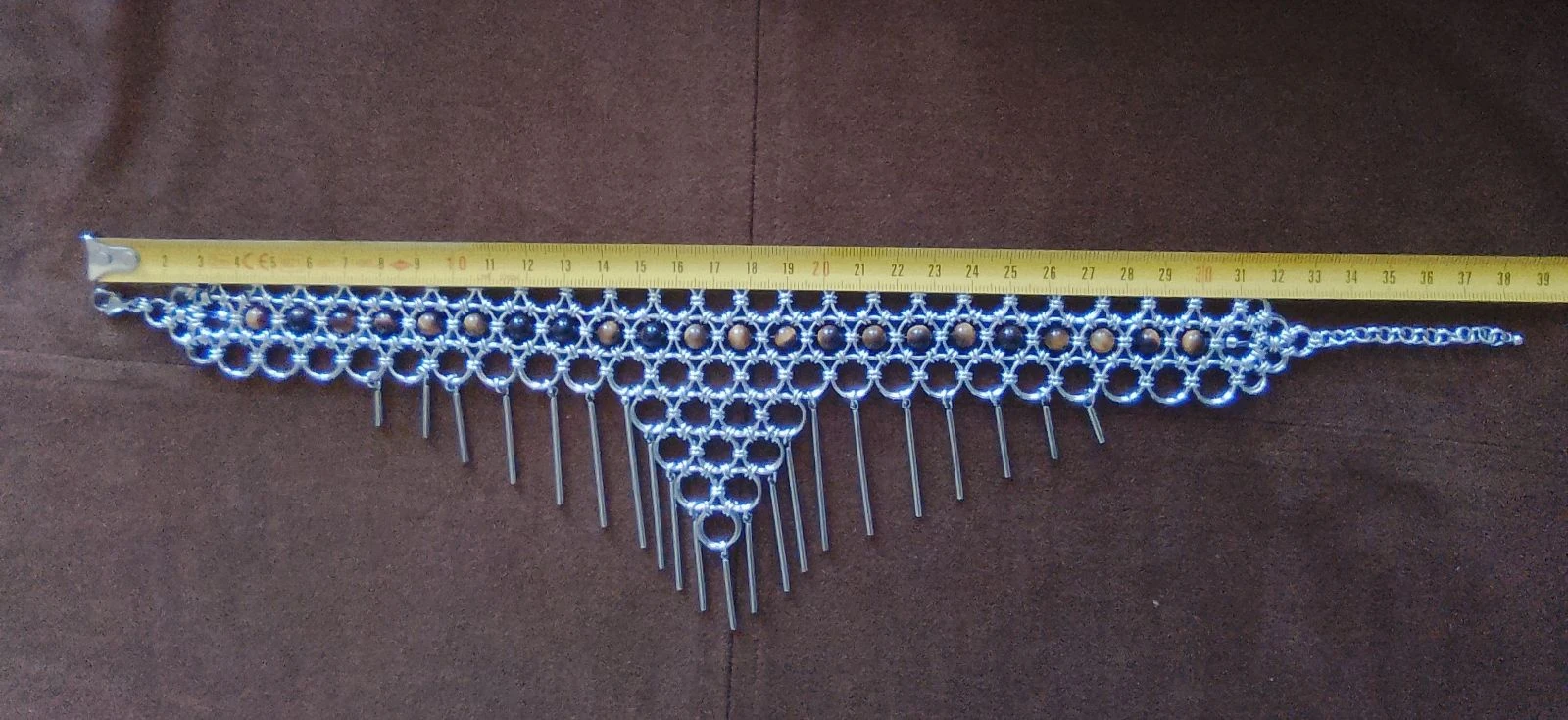 Japanese chainmail décolleté choker necklace with natural stones – photo 6